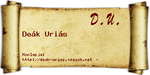 Deák Uriás névjegykártya